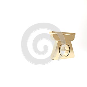 Gold Scales icon isolated on white background. Weight measure equipment. 3d illustration 3D render