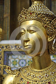 Gold Sculpture Face Model Thailand Flank