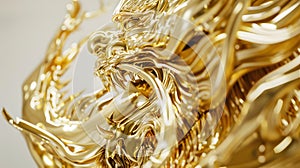 Gold sculpture of a mythical creature polished.