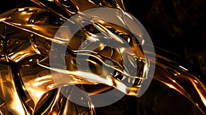 Gold sculpture of a mythical creature polished.