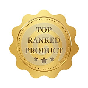 Gold seal for top ranked product, medal for best quality, award for first place winners photo