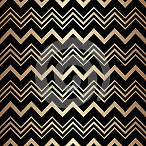 Gold seamless pattern. Background stripe chevron. Elegant zigzag lines. Repeating delicate chevrons striped texture for design. Te