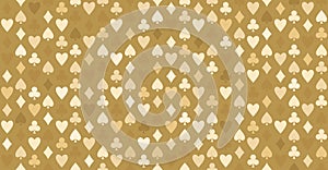 Gold seamless pattern with card suits