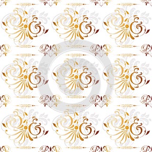 Gold Seamless Vintage Floral Background