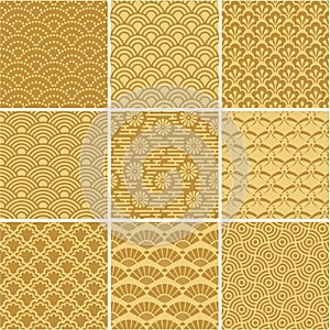 Gold seamless wave patterns