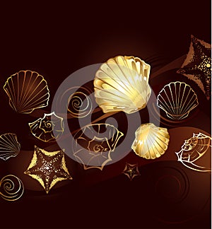 Gold seashells