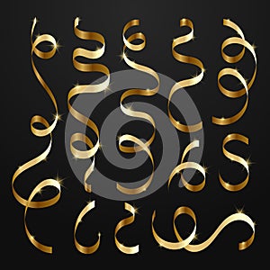 Gold serpentine. Serpentine glitters and shines. Vector illustration.
