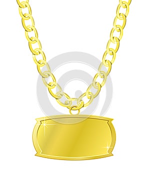 Gold set of chain and plaque