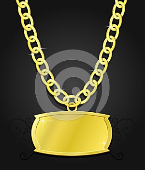 Gold set of chain and plaque