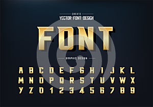 Gold and shadow font, alphabet vector, Golden bold Modern Typeface and letter number design