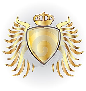 Gold shield crown and wings