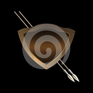 Gold shield and two spears.
