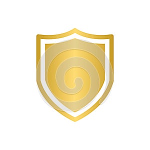 Gold shield vector icon security protection symbol for graphic design, logo, web site, social media, mobile app, ui illustration