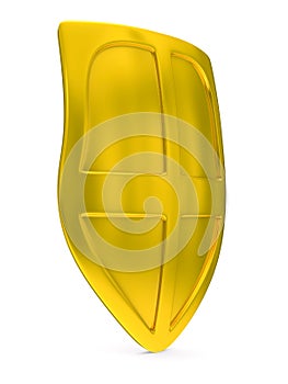 Gold shield on white background
