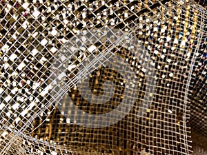 Gold shiny textured fabric background