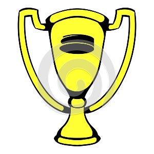 Gold shiny trophy cup award icon, icon cartoon