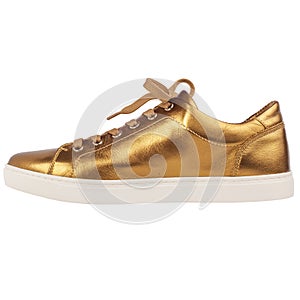 Gold shoe on white background, isolated