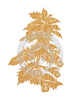 Gold silhouette of forest flower