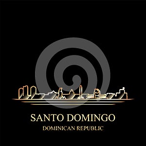 Gold silhouette of Santo Domingo on black background