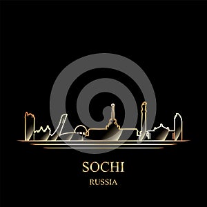 Gold silhouette of Sochi on black background