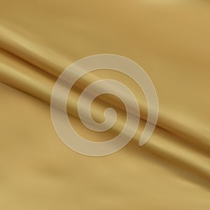 Gold silk folded fabric background, luxurious textile decoration backdrop for poster, banner or cover design. Golden drapery