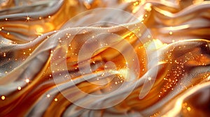 Gold silk texture background. A close up of a flame with gold and black