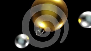 Gold Silver 3D Christmas Baubles Reveal Transition Animation Alpha Background Loop