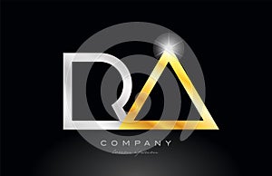 gold silver alphabet letter ra r a combination for logo icon design