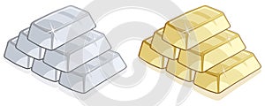 Gold and silver bars