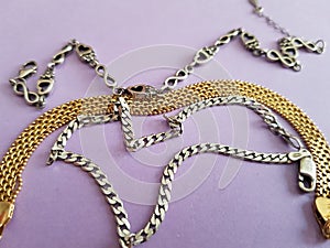 Gold silver bracelets with design