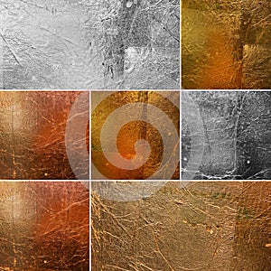 Gold silver bronze background collage gilding, gilding, rolled gold gilding, plating, template texture