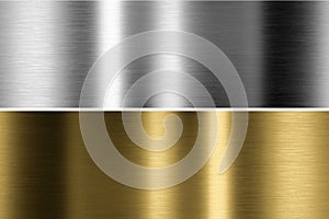 Gold, silver and bronze collection. Metal background. 3d rendering