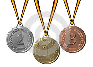 Gold, silver and bronze medal