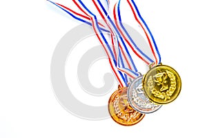 Gold, Silver, Bronze medal isolated on white