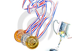 Gold, Silver, Bronze medal isolated on white