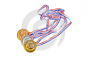 Gold, Silver, Bronze medal isolated on white