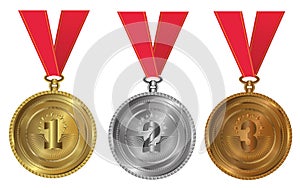 Gold, silver and bronze - medals 1 2 3