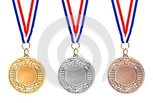 Gold silver bronze medals