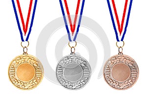 Gold silver bronze medals