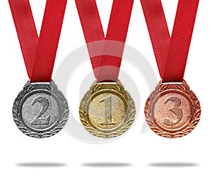 Gold, silver and bronze medals