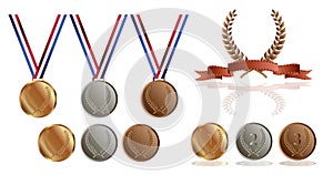 Gold silver and bronze medals