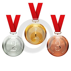 Gold, silver and bronze medals