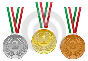 Gold Silver Bronze Medals Set