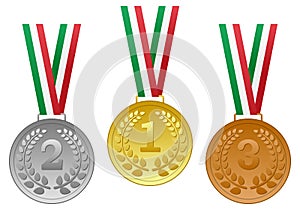 Gold Silver Bronze Medals Set photo