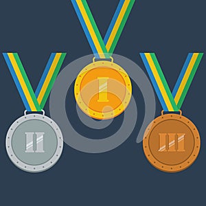 Gold, silver, bronze medals