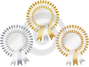 Gold, silver, bronze rosettes photo