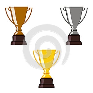 Gold, Silver, Bronze trophy cup.