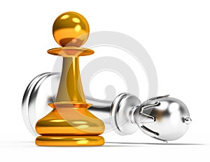 Gold and silver chess figure, checkmate