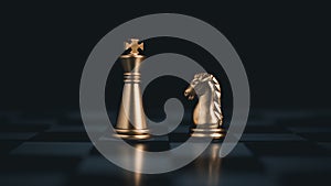 Gold and silver chess pieces in chess board game for business comparison. Leadership concepts, human resource management concepts