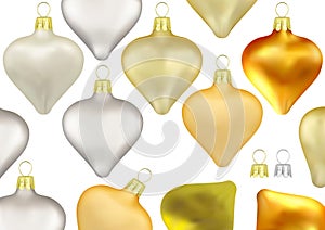 Gold and Silver Christmas Decorations in the Shape of a Heart